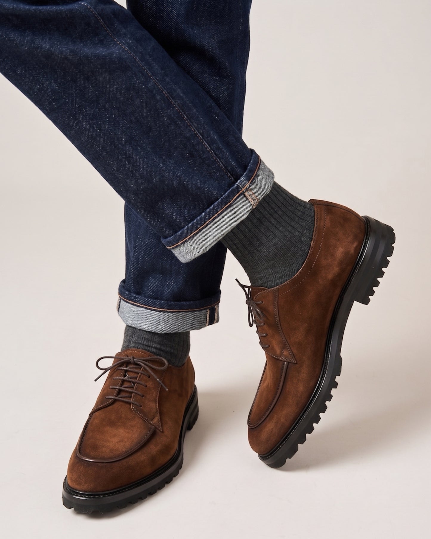 Chaussure Homme - Derby Veau Velours “Bruciato” (Effet Délavé)