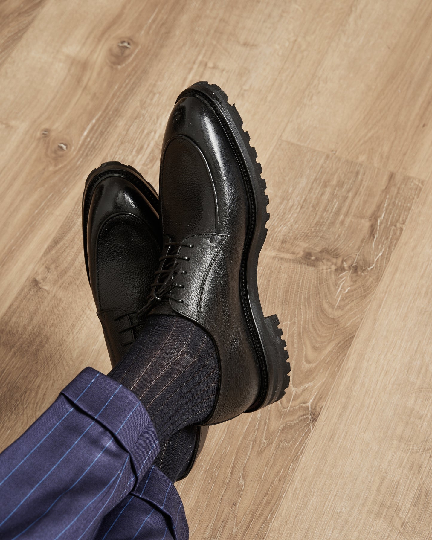 Chaussure Homme - Derby Cuir de Veau Grainé Premium Noir
