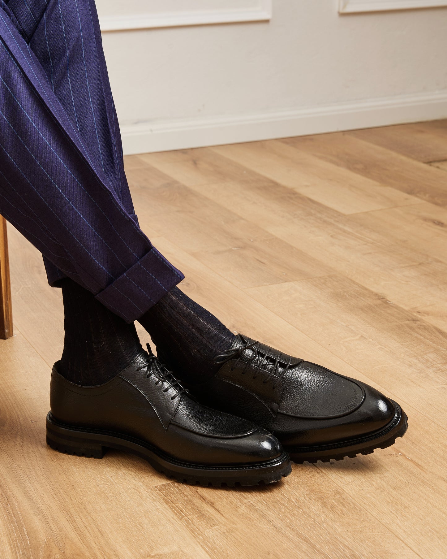Chaussure Homme - Derby Cuir de Veau Grainé Premium Noir