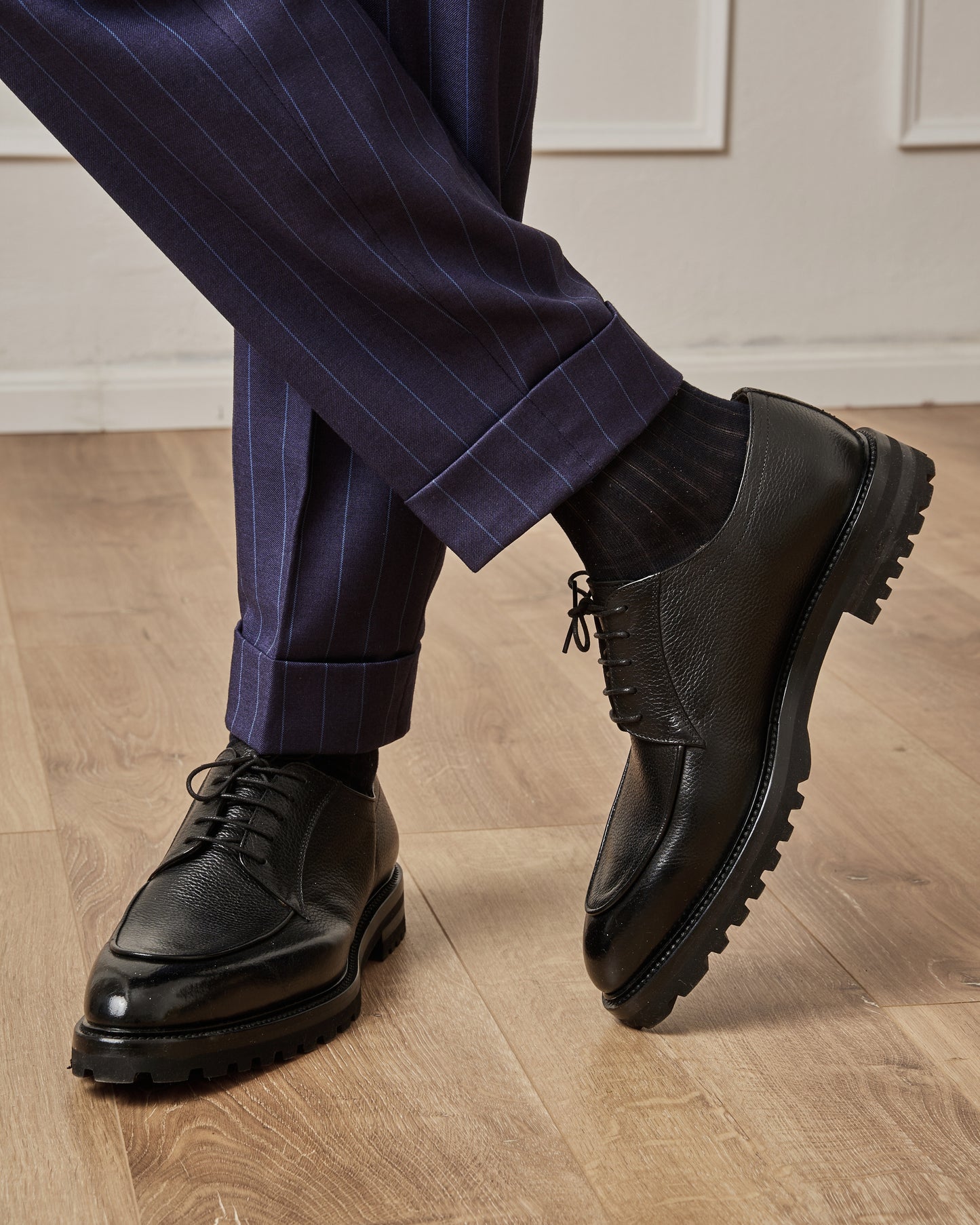 Chaussure Homme - Derby Cuir de Veau Grainé Premium Noir