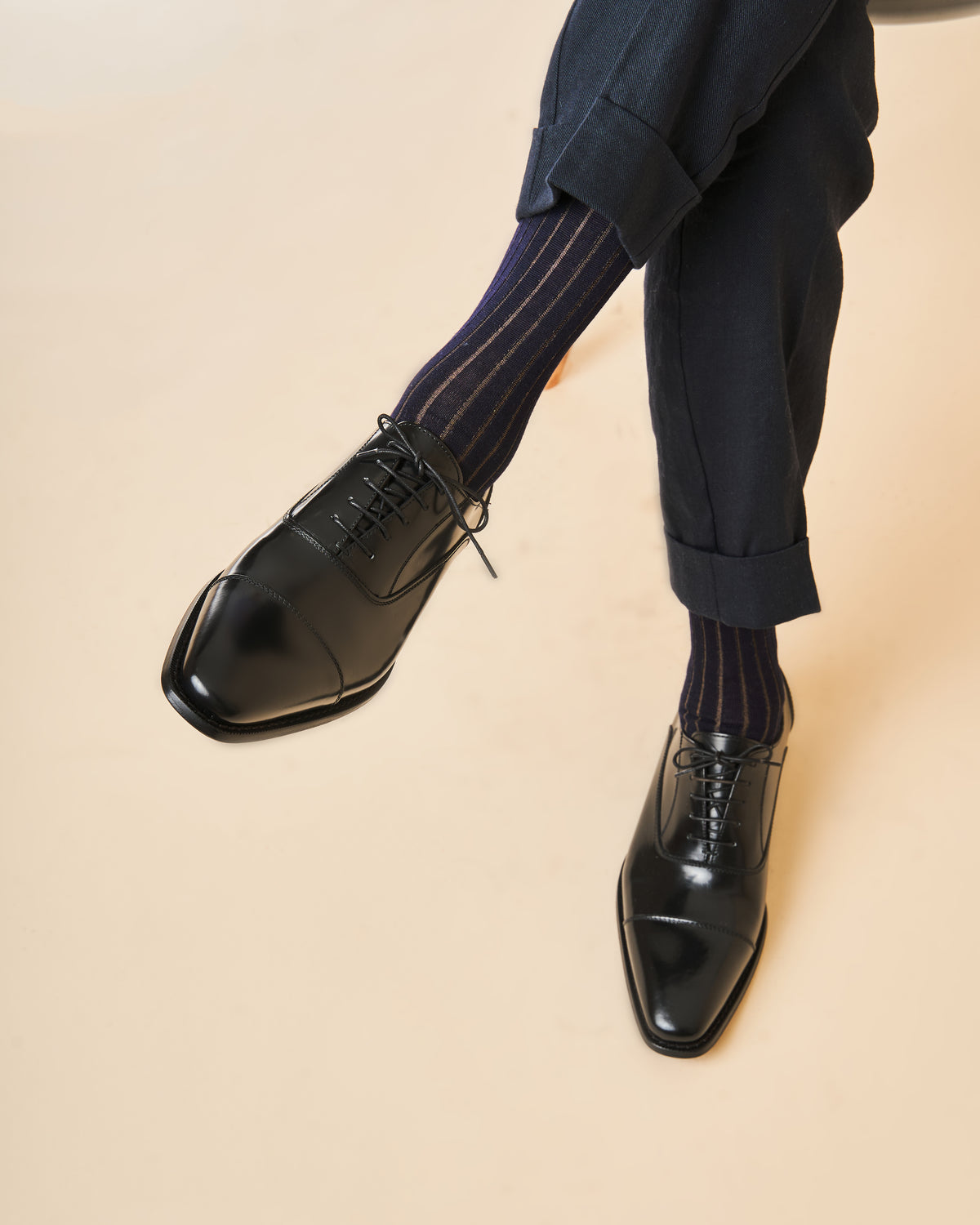 Oxford Cap Toe · Cuir Abrasivato · Nero – Bocchus Firenze, vue 6