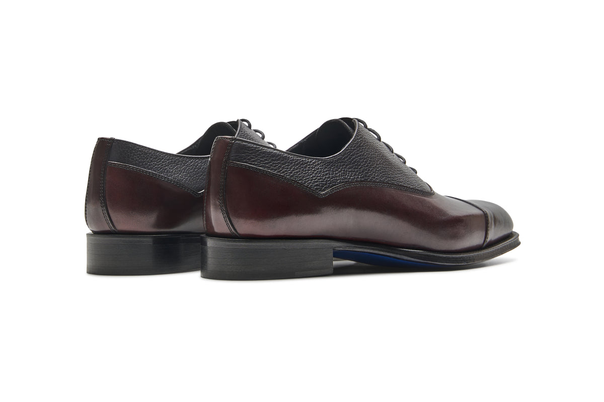 Oxford Cap Toe Bicolore · Veau & Grainé · Bordeaux Fumo – Bocchus Firenze, vue 3