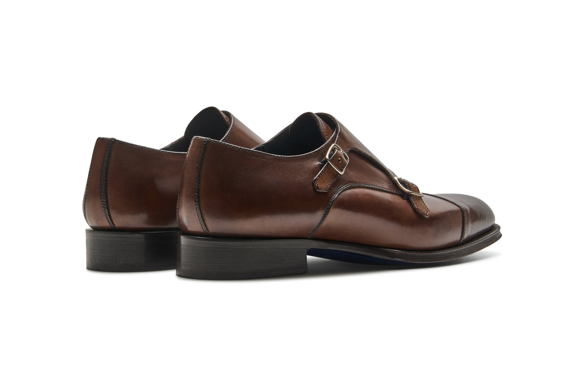 Chaussure Homme - Double Monk Cap Toe Calf Marrone