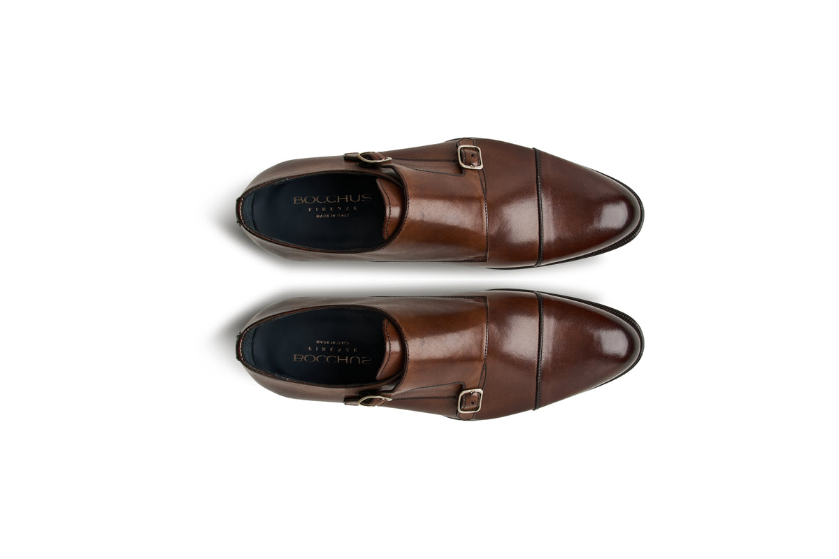 Chaussure Homme - Double Monk Cap Toe Calf Marrone