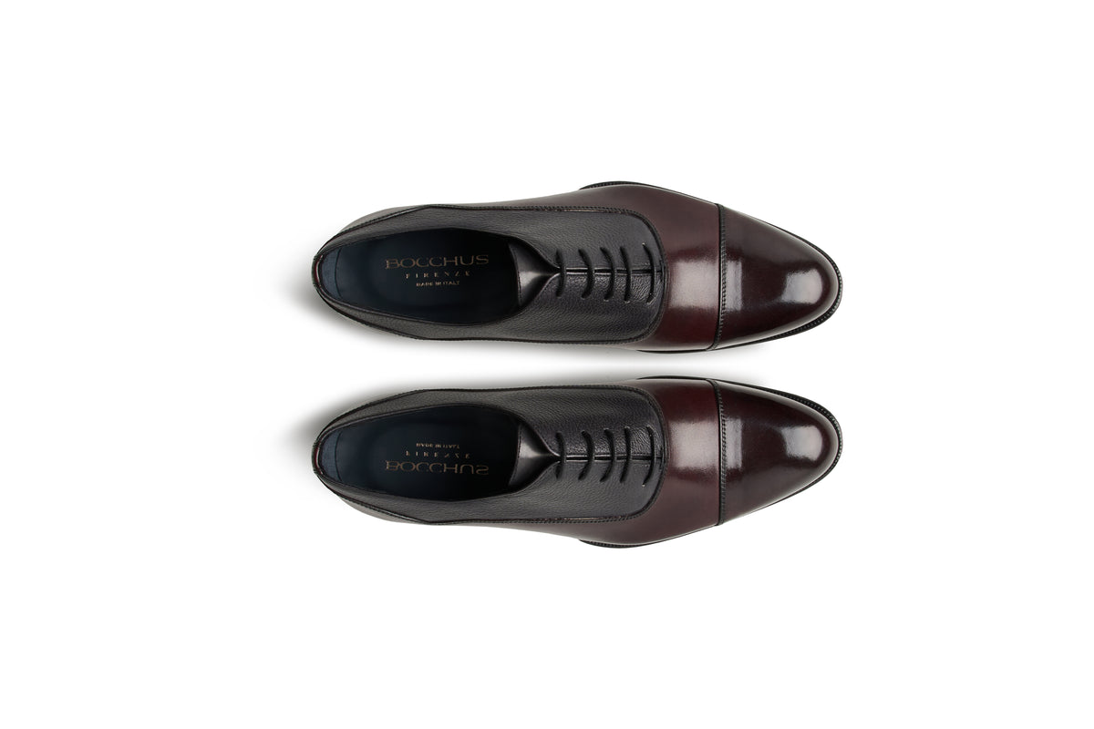 Oxford Cap Toe Bicolore · Veau & Grainé · Bordeaux Fumo – Bocchus Firenze, vue 4