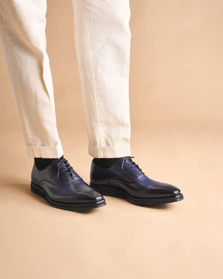 Oxford Casual Comoda · Cuir de Veau · Blu