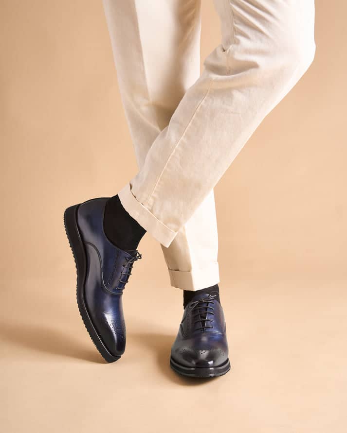 Oxford Casual Comoda · Cuir de Veau · Blu