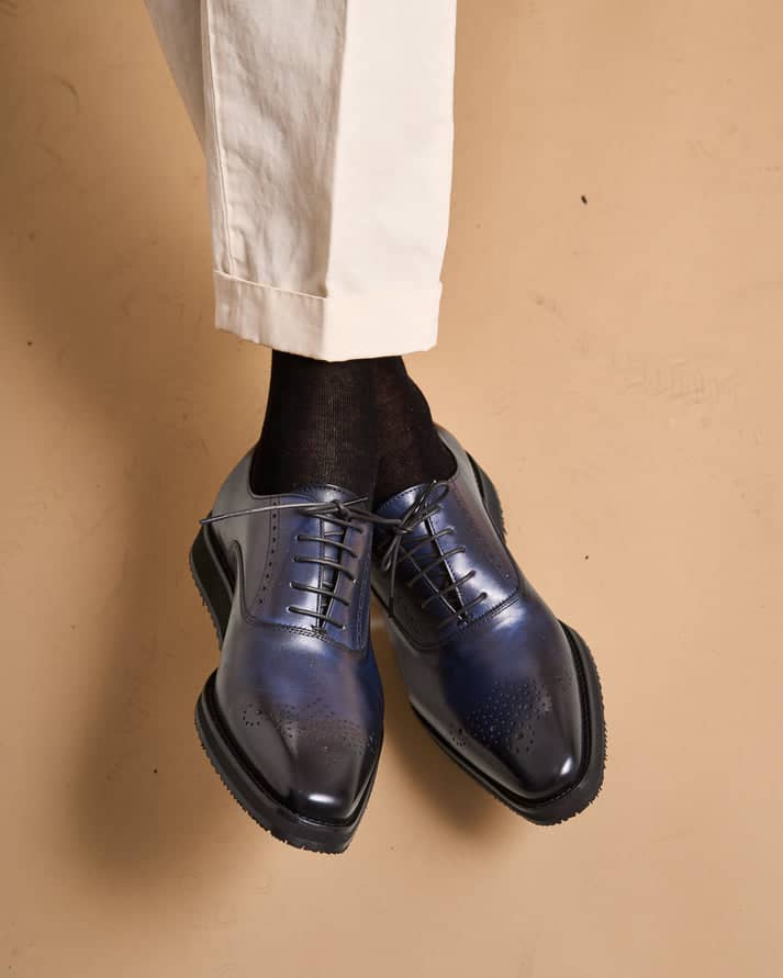 Oxford Casual Comoda · Cuir de Veau · Blu
